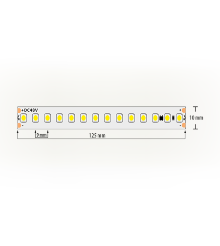 Професионална LED лентa неутрално бяла 10m IP20  48V DC 120° 7W/m 4200K SMD 3528