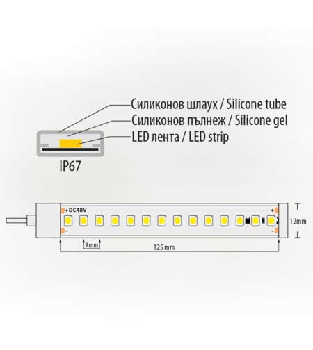 Професионална LED лента студено бяла 10m IP67  48V DC 120° 7W/m 5500K SMD 3528