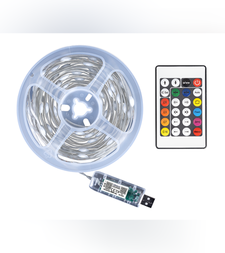 LED USB амбиент осветление IP65 RGB 10м  5V DC   RGB SMD 3939