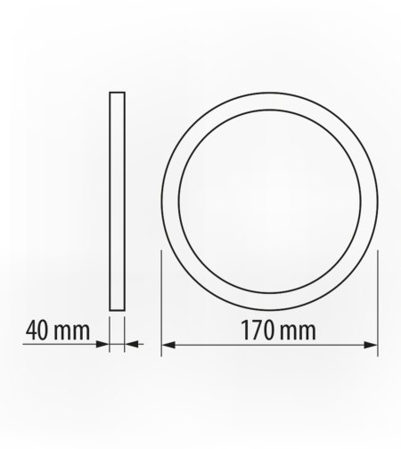 LED панел за външен м-ж кръг топла  220V-240V AC 120° 12W 2700K SMD 2835