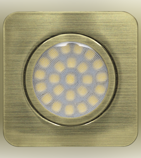 LED мебелна луна за вграждане квадрат IP44 сатиниран месинг  12V DC 60° 3W 4200K SMD 2835