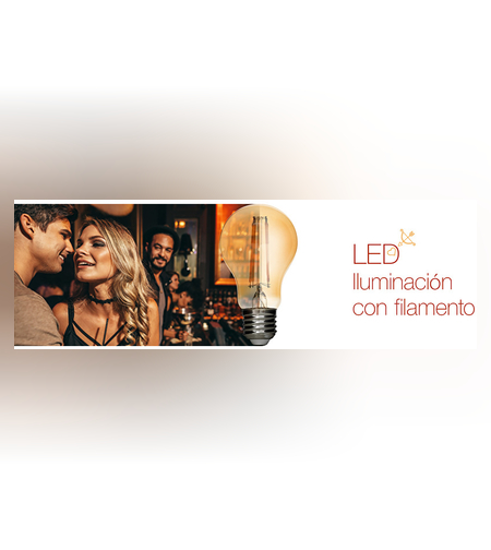 LED димиращ filament крушка амбър E27 220V-240V AC 360° 8W 2500К Filament
