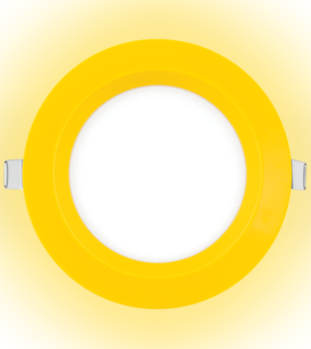 LED панел за вграждане кръг жълта рамка неутрална  110-265V 120° 6W 4200K SMD 2835