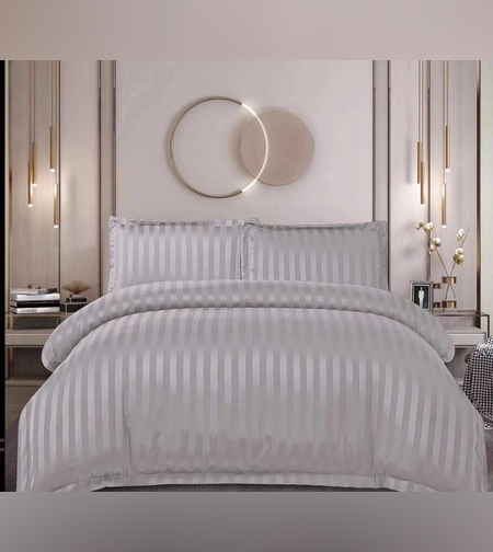 Спално бельо 4 части Светло сив  сатен