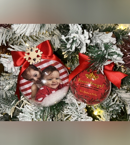Коледна топка със снимка - 8 см