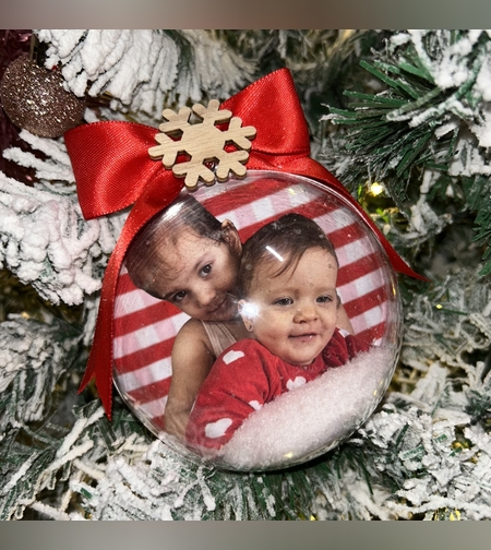 Коледна топка със снимка - 10 см