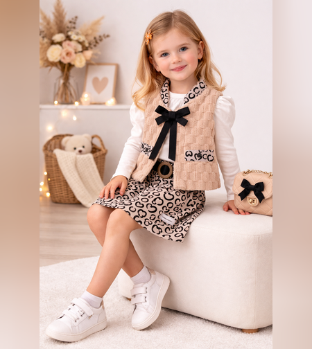 Детски комплект за момиче с пола и елек