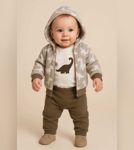 Пухкав бебешки комплект с динозавърче 3 части