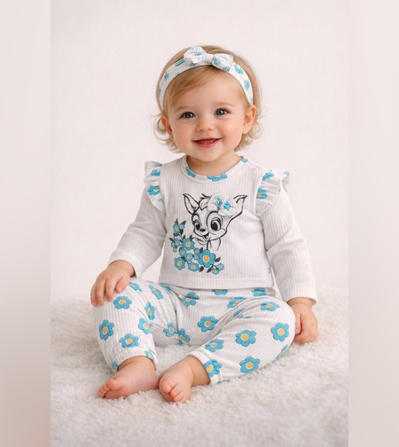 Рипсен бебешки комплект Бамби за момиче  2 части + лента