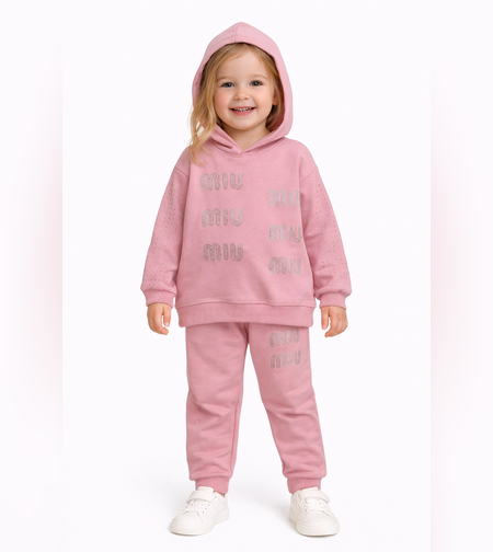 Розов комплект с камъчета