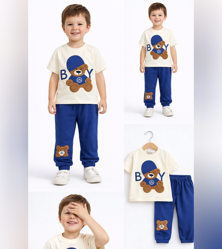 Детски комплект за момче с 3D пухено мече