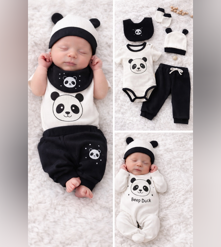 Комплект за новородено с панда 6 части