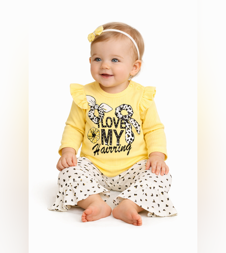 Рипсен бебешки комплект за момиче 3 части с лента