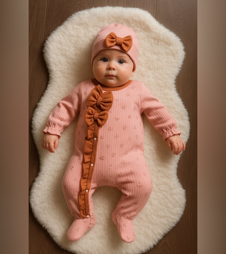 Бебешки гащеризон с панделка и шапка