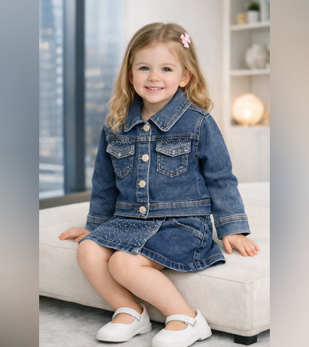 Дънков комплект за момиче с камъчета