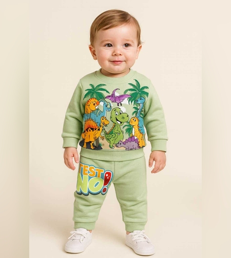 Бебешки ватиран комплект с динозаври