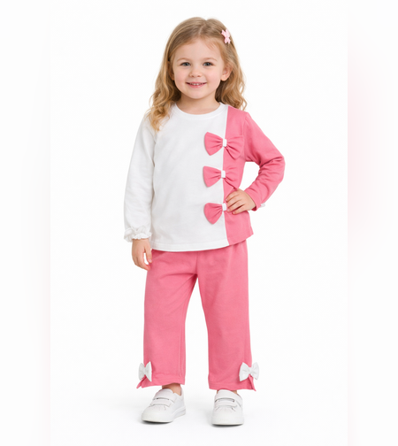 Детски комплект в розово и бяло с панделки