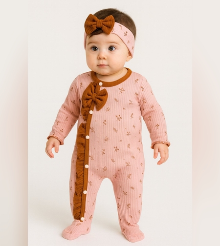 Бебешки гащеризон с панделка и шапка