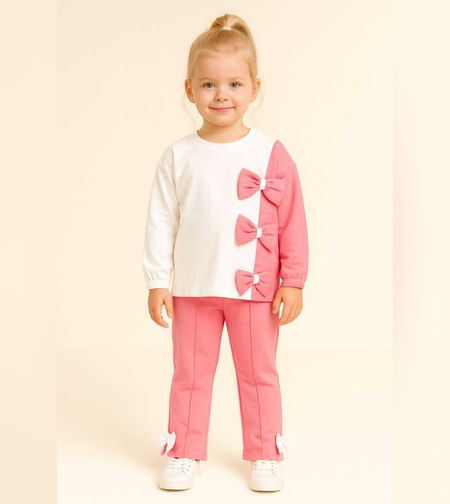 Детски комплект в розово и бяло с панделки