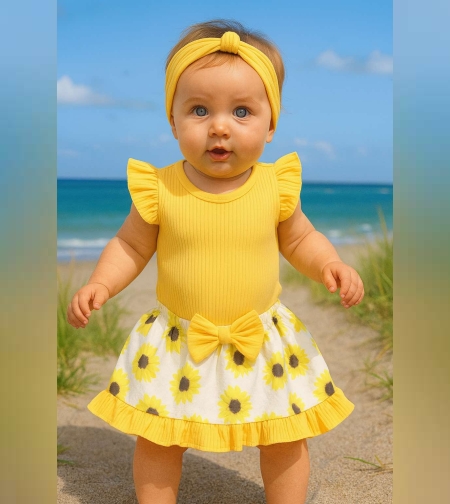 Бебешки летен комплект слънчоглед