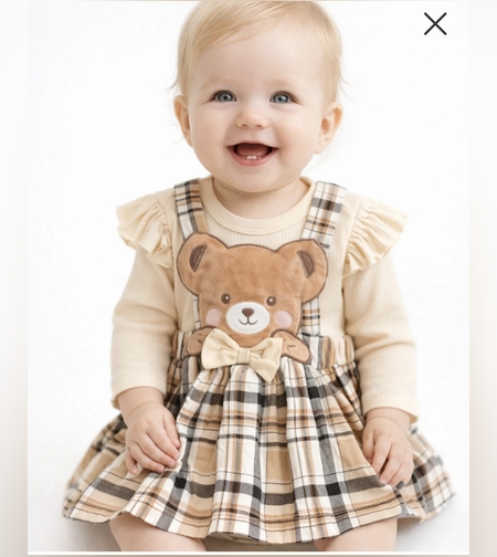 Бебешки комплект рокля с мече и рипсено боди – 2 части