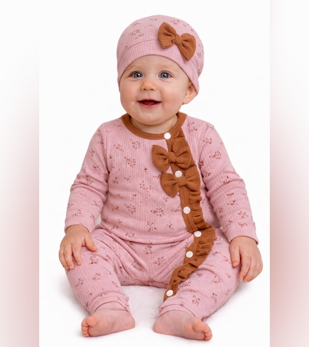 Бебешки гащеризон с панделка и шапка