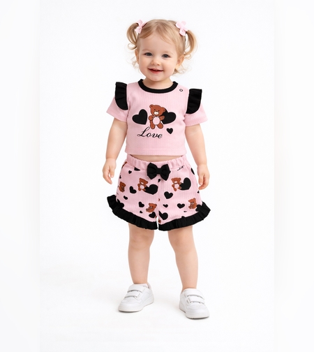 Летен комплект за момиче с мече