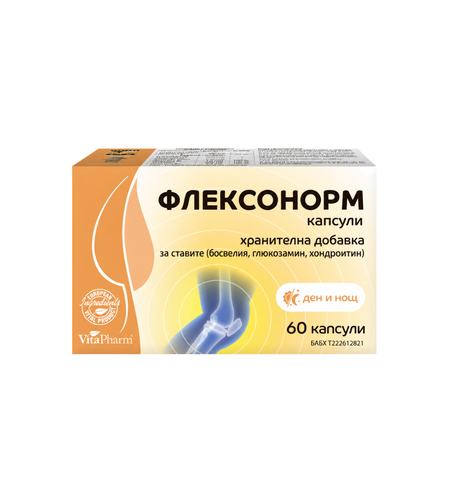 Флексонорм капсули 60 бр. — дневна и нощна формула за ставите, хранителна добавка