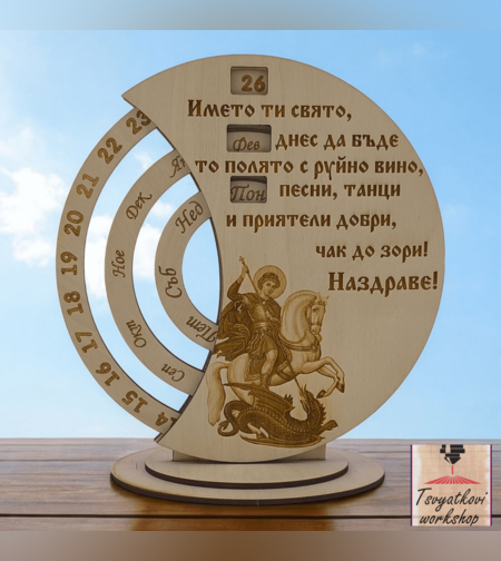 Дървен вечен календар 