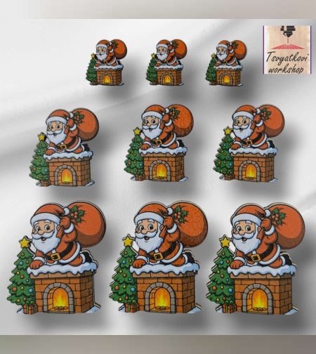 коледна фигурка с Дядо Коледа на комин- 10бр