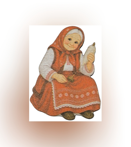 Цветна дървена  фигурка на баба Марта-10бр.