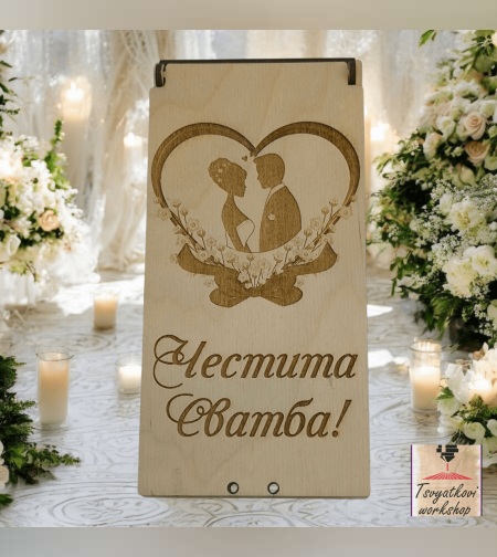 Дървена кутия за паричен подарък за Сватба