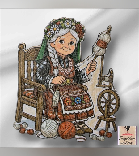 Дървена фигурка Баба Марта с хурка - 10 бр.