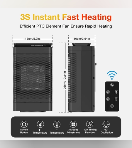 Електрически отоплител Altronia с  дистанционно управление