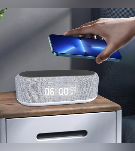 4-в-1 цифров будилник с безжично зареждане 15W