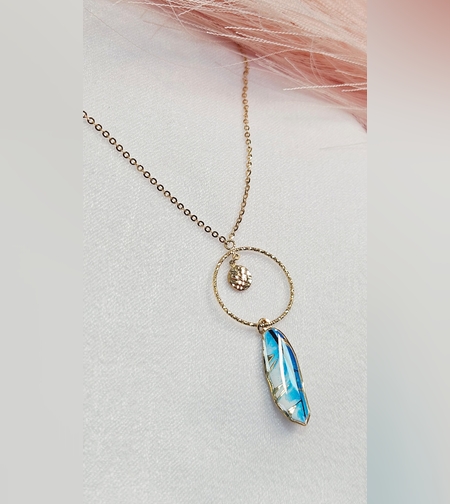 Колие от 14К жълто злато Перо