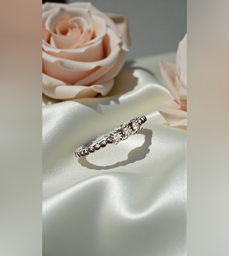 Златен пръстен от 18К бяло злато с диаманти, I Gioielli del Sole