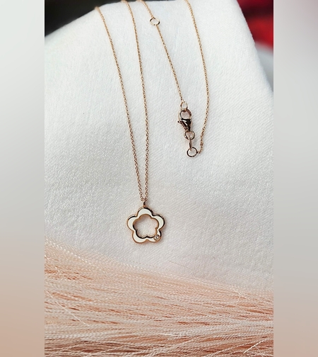 Златно колие от розово злато и Диамант Lusi Gioielli