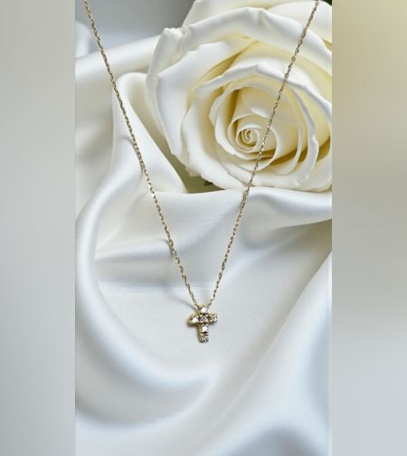 Златно колие с кръстче от 18К злато и диаманти I Gioielli del Sole