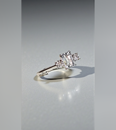 Златен пръстен с Аквамарин и Диамант от 18К злато I Gioielli del Sole