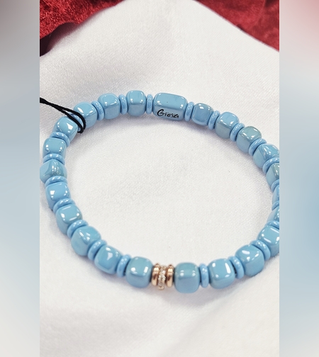 Еластичнагривна с Керамика, 18К злато и диаманти Gioia