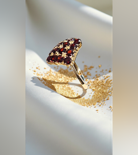 Златен пръстен с Гранати