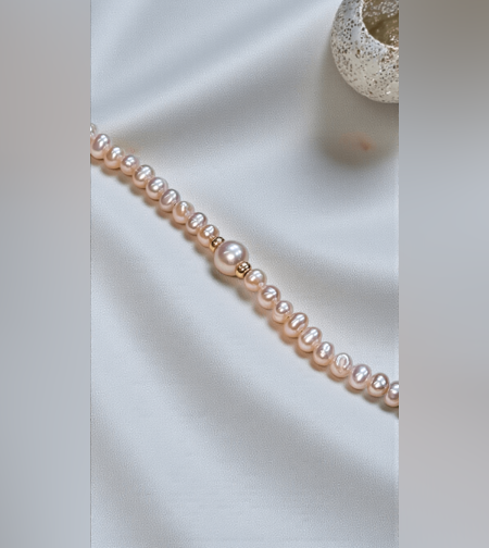 Златна гривна с естествени перли 18К златни елементи Gumon