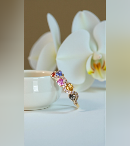 Златен пръстен с природни сапфири и диаманти I GIOIELLI DEL SOLE