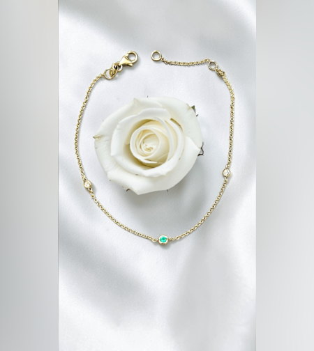 Златна гривна с диаманти и изумруд Lusi Gioielli