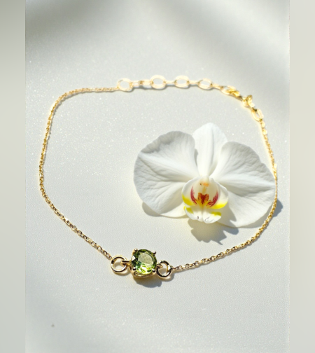 Златна гривна с Перидот и 18К злато Gumon