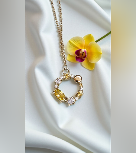 Златно колие с жълти циркони Novello