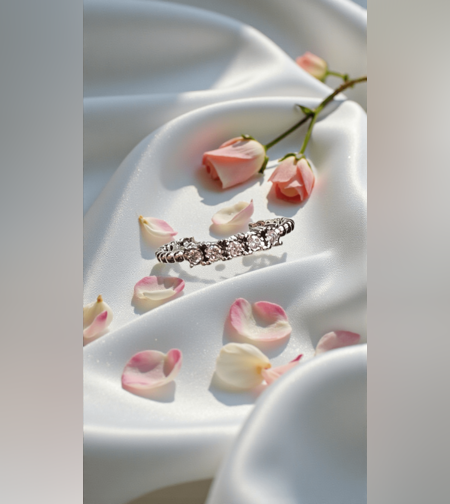 Златен пръстен от бяло злато 18К с диаманти, I Gioielli del Sole