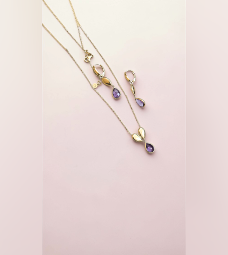 Дамски златен комплект с Аметист
