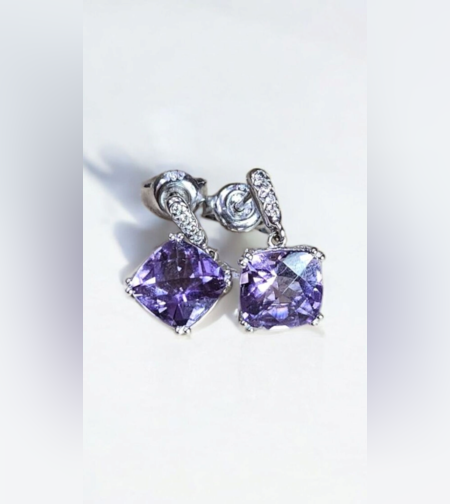Златенкомплект с аметист и диаманти